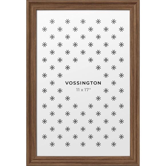 11x17 Brown Picture Frame – Walnut Modern Design Faux Wood, Plexiglass Cover - Picture 4 of 11